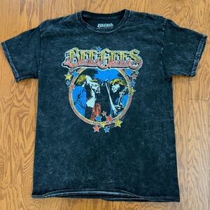 Bee Gees Graphic Band Tee in Washed Black - Stars Vintage Mineral Wash T-shirt